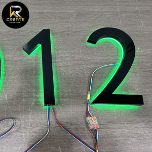 Custom Backlit Metal House Number <strong>Multiple</strong> Color Changing with Sound Waterproof Outdoor Address Modern Aesthetic Letters - Product Image 3