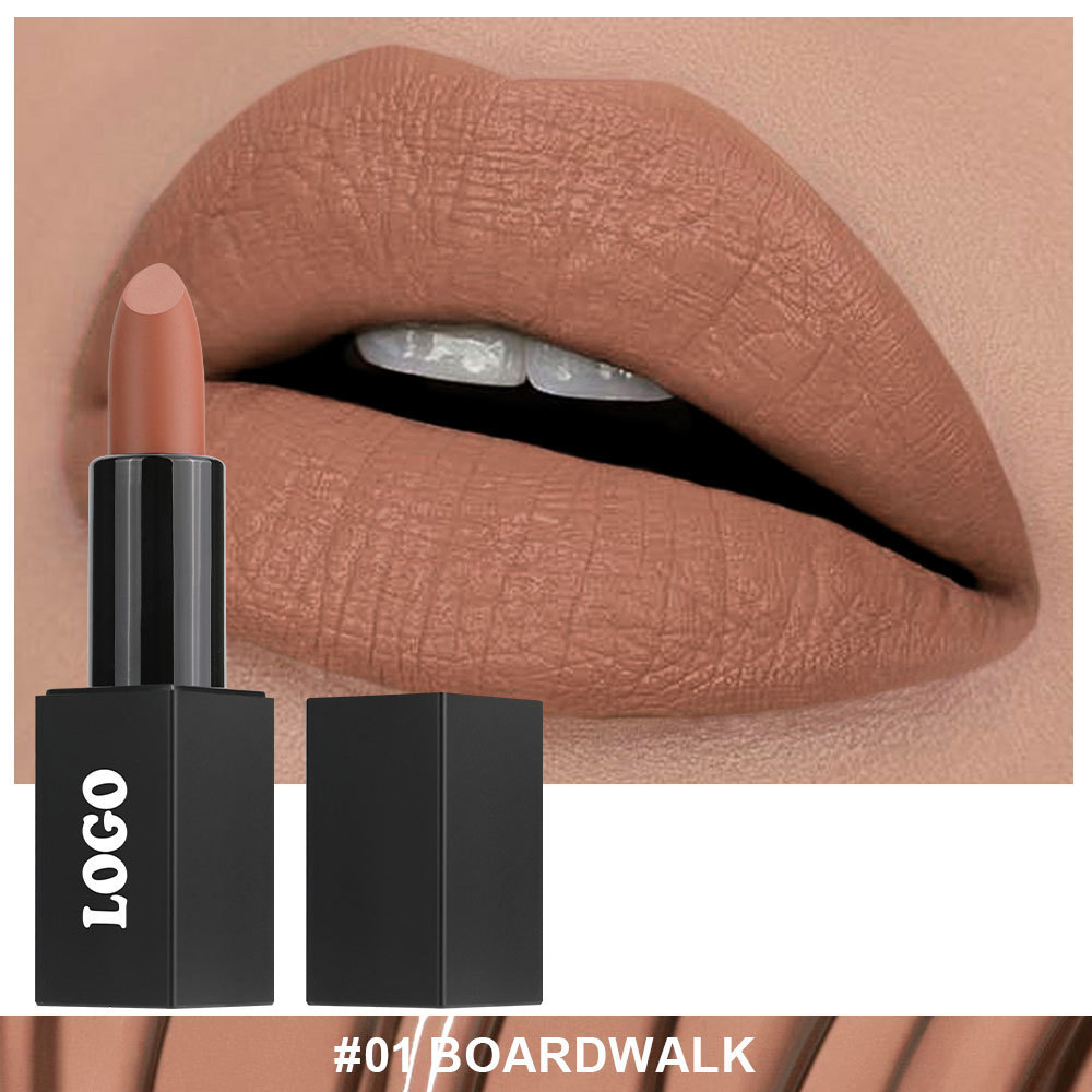 Lápiz labial mate tubo cuadrado negro no 01