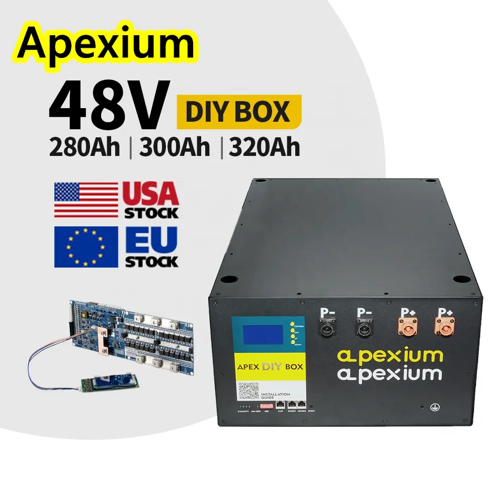 กล่องเหล็ก Apexium 280แบตเตอรี่ Lifepo4 280ah 48โวลต์แบบทำเองได้กล่องเหล็ก320Ah 200Ah 48โวลต์ DIY แบตเตอรี่เก็บพลังงานแสงอาทิตย์ apexium