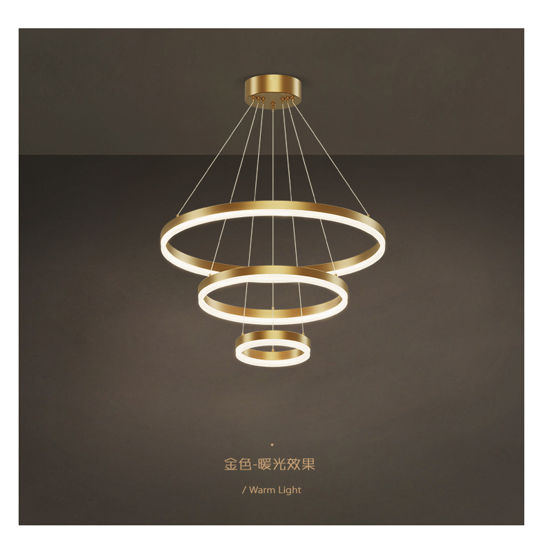 Led modern simple living room dining room circle chandelier ring creative designer bedroom lamp project custom lamp FOB