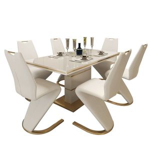 Nordic Modern Luxury Dining <strong>Table</strong> Chair <strong>Set</strong> 4-6 Seats MDF Marble Glass Wood Metal Apartment <strong>Tables</strong> <strong>Table</strong> - Product Image 5