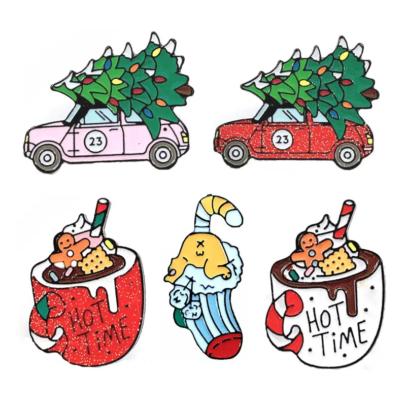 Lega Hot Time Holiday Metal Gift Set spilla per personalizzazione natalizia distintivo Glitter smalto Pins
