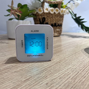 Per il bambino a batteria Timer da cucina bianco da tavolo sveglia digitale con temperatura calendario giorno conto alla rovescia Timer da cucina - Product Image 1