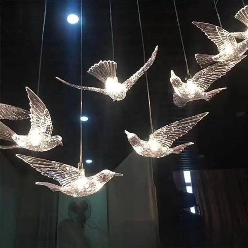 Décoration de Noël à LED Elfe de mariage Cristal transparent Oiseau Colibri Plafond Tenture murale Maison Mariage Fond de scène