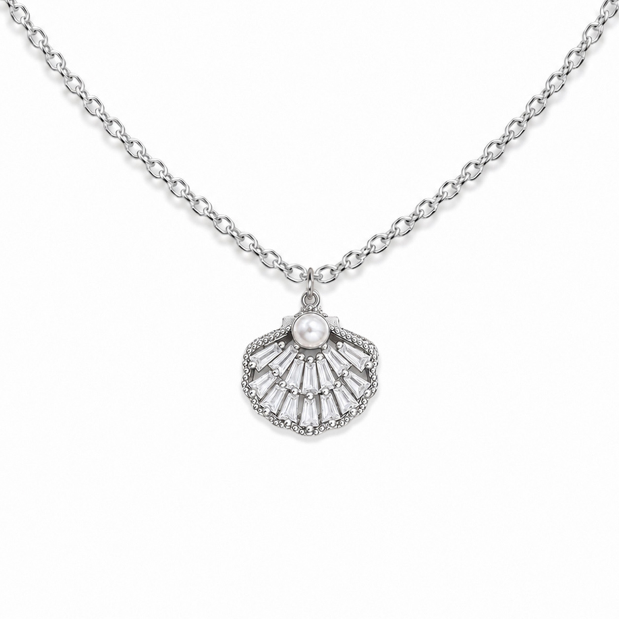 Metal CZ Shell Silver
