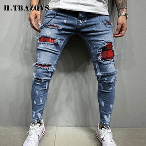 Nhà Máy OEM Mens Quần Áo Thiết Kế Căng Tùy Chỉnh Côn Skinny Ripped Người Đàn Ông Jeans Quần - Product Image 3