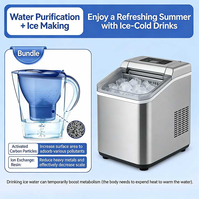 Purificateur d'eau + machine à glaçons (Argent)