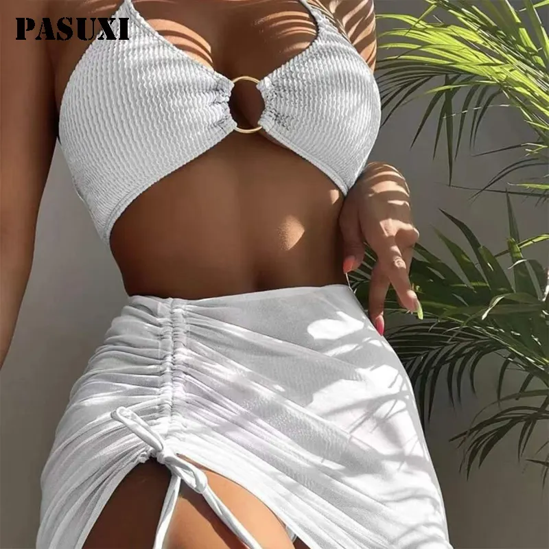 PASUXI-Bikini de lujo de talla grande para mujer, traje de baño Sexy de 3 piezas para mujer, ropa de playa 2023
