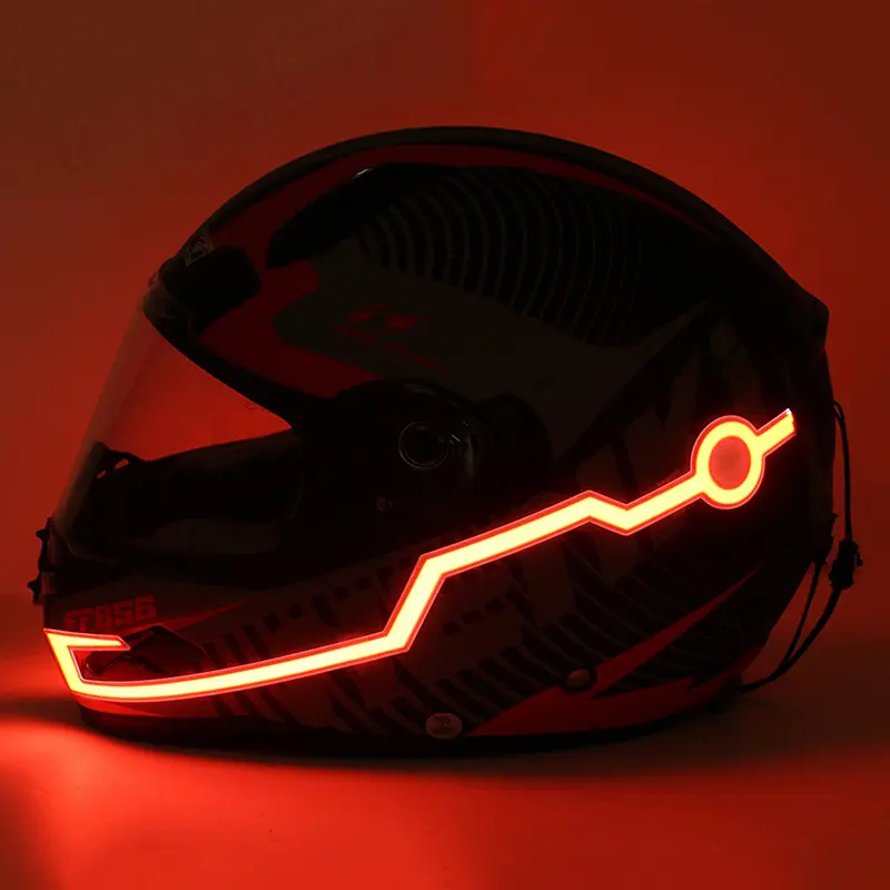 Venta al por mayor Cool EL glowing 4 cinta adhesiva para casco tira de luz multicolor seguridad AA batería caso casco tira de luz LED