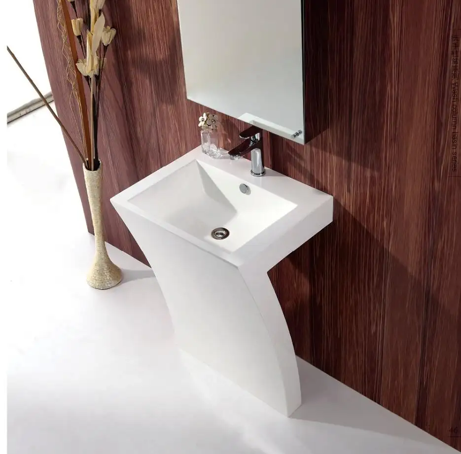 Lavabo design Italien, superfície sólida lavatório, Vaidade Pedestal Pia, vaso sanitário independente mão lavatórios