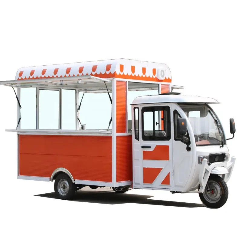 Móvil de la motocicleta camión de comida de tres ruedas barato de 3 ruedas Tuktuk Foodtruck Triciclo de Motor carrito de comida móvil