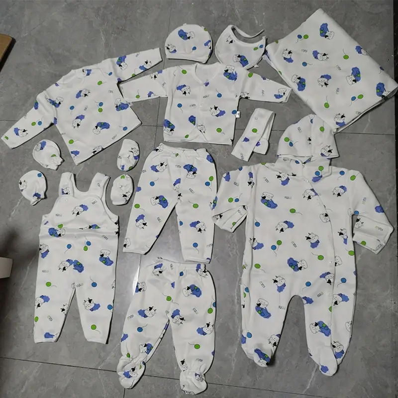 ملابس أطفال حديثي الولادة من عمر 0-3 أشهر بطباعة رسوم كرتونية تحافظ على تدفئة ملابس أطفال 12 طقم بدلة أطفال