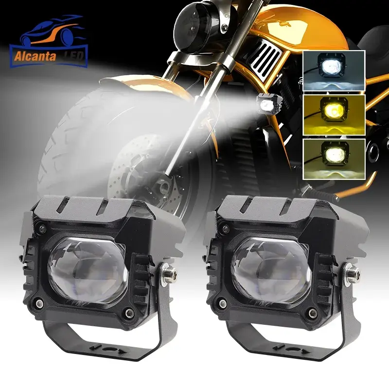 HOLY Motorcycle Spotlight Headlight LED Lens Hi/Low Beam Driving Fog Lights Auxiliary Lamp For Motorbike Off-road 8-80V