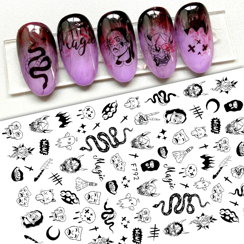 BIN F Series Water Transfer Nail Sticker Halloween Day Gel Nail Sticker Nail Art