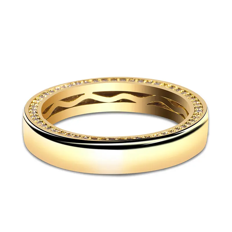 Anel de zircônias banhado a ouro 925 prata esterlina para casamento unissex, anel de superfície lisa, moda em promoção