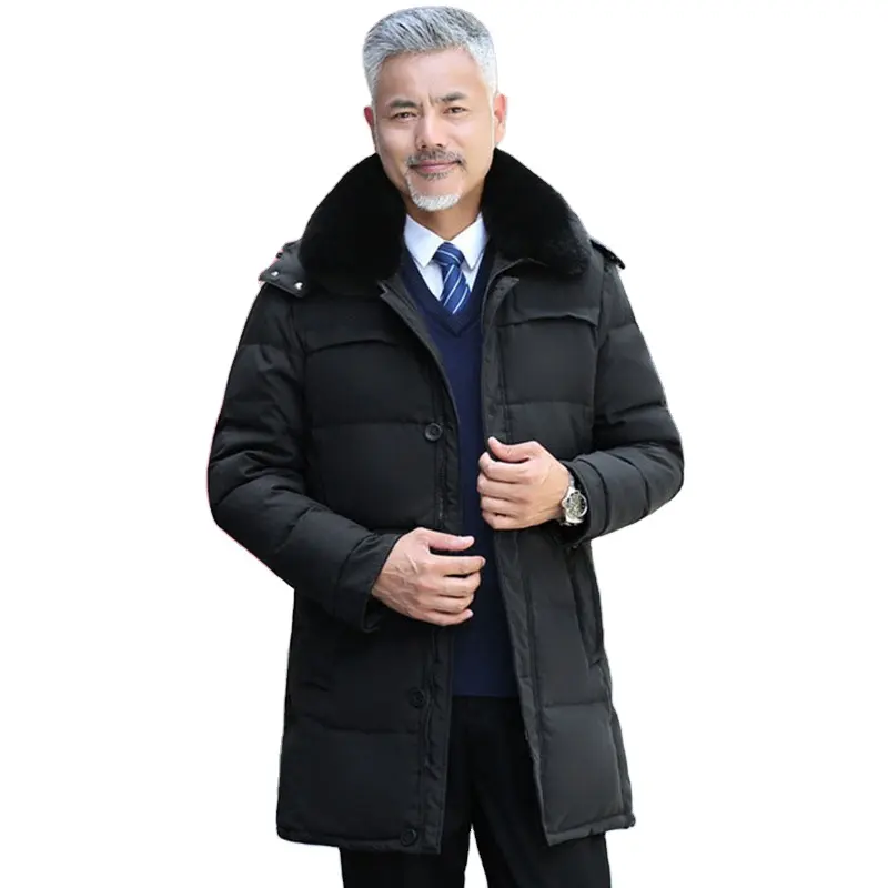 Épaississement Parkas hommes 2024 nouvelle veste d'hiver hommes manteaux vêtements d'extérieur pour hommes col en fausse fourrure décontracté longue doudoune hommes manteau à capuche