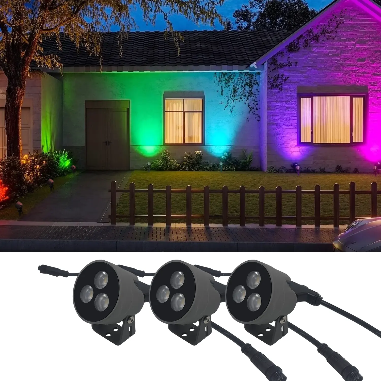 gouly modernes outdoor led landschaftslicht ip66 rgbw buntes 12v outdoor beleuchtetes weihnachts-led-spotlicht 3w 6w 50 watt