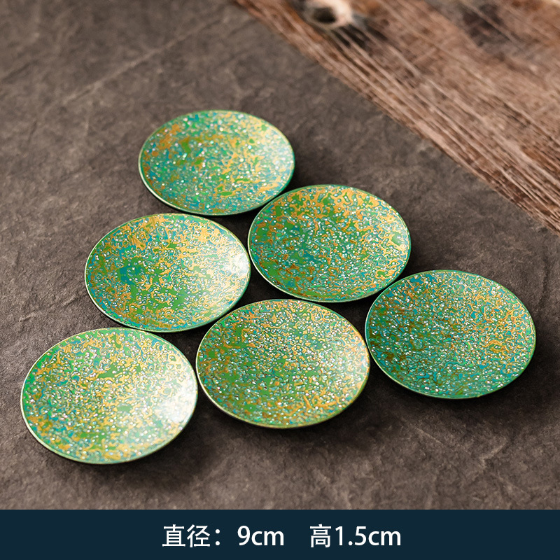 Lacquer Coasters with Bakelite Base - Green Gold 6-Pack