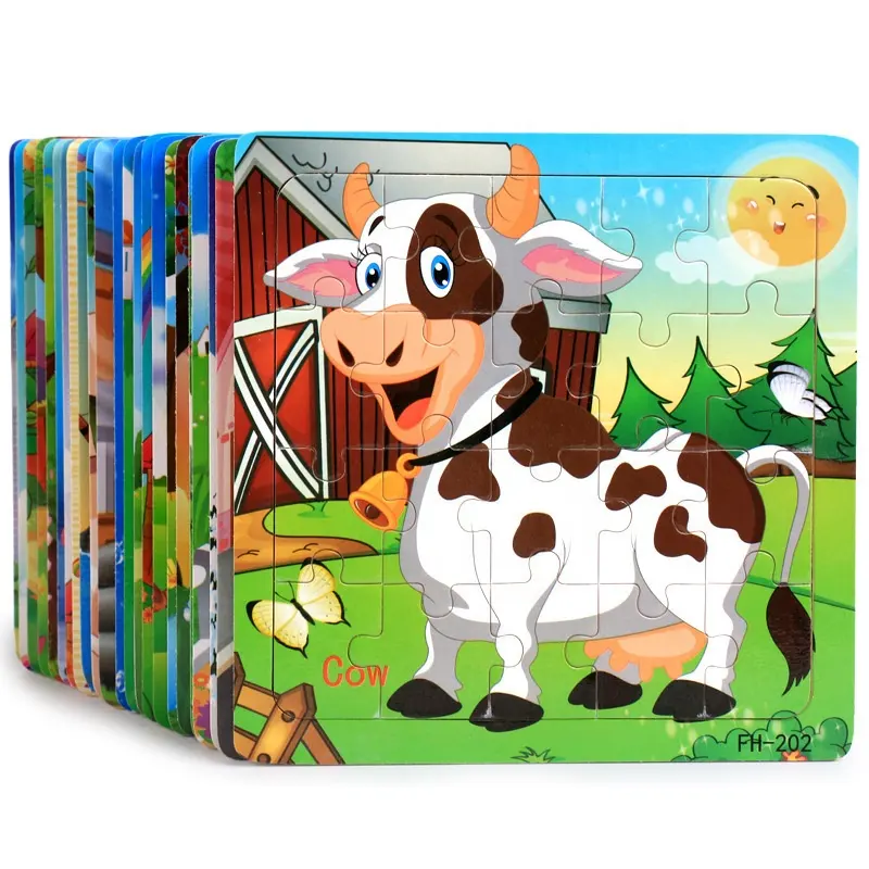 New Arrival Kid Puzzles Plywood Educational Toy Animal Wooden Jigsaw Puzzles Wholesale Baby IQ Learning Toys Montessori Game