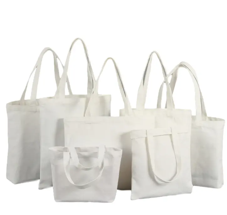 Nuova borsa a sublimazione in tela pesante spessa Moq bassa borsa per la spesa in tela di poliestere bianca da 8 once e 12 once con Logo