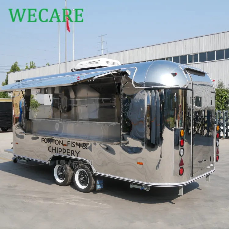 WECARE Custom Mobile Ice Cream Coffee BBQ Fast Food Truck Fully Equipped Airstream Bar Mobile Kitchen Food Trailer for Sale