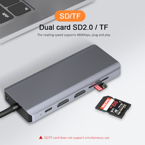 12-in-1 MST TYPE-C USB Hub Aluminium Alloy with 4*USB-A+2*HD TV 4K+1*VGA+1*RJ45 1000Mbps+TF/SD+1*<strong>Audio</strong>+1*PD 60W Docking Station - Product Image 5