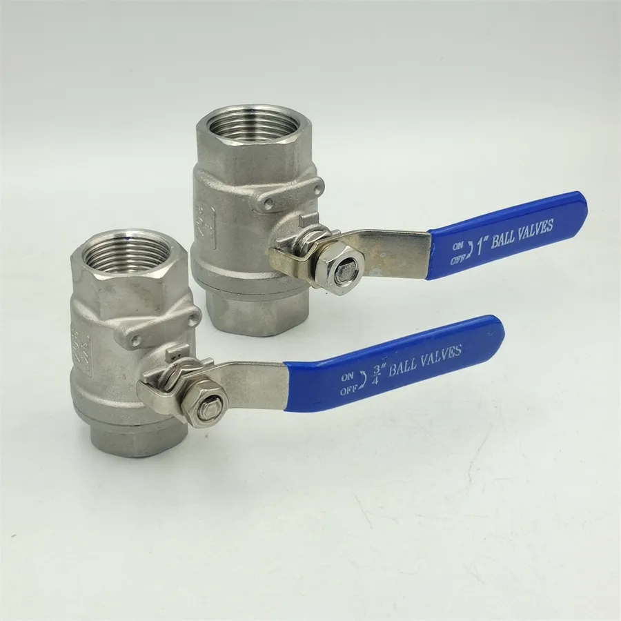 Sanitary Stainless Steel Two Way 2pc Ball Valve BSP NPT Female SS304 1000WOG Full Bore 2 Piece Ball Valve