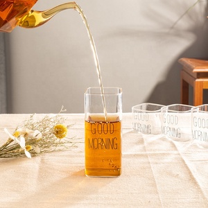 Simple and Atmospheric Style square Glass Multi Specification Good Morning Breakfast Milk <strong>Cup</strong> Heat-resistant - Product Image 2