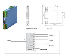Amplificatore di segnale analogico di corrente isolato da 0-10ma a 0-20ma con uscita di corrente a doppio canale di segnale, alimentazione 24VDC - Product Image 6