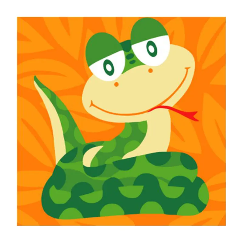 Vendita diretta in fabbrica cartone animato animale dipinto a mano a olio il cartone animato serpente verde pittura per bambini regali per bambini