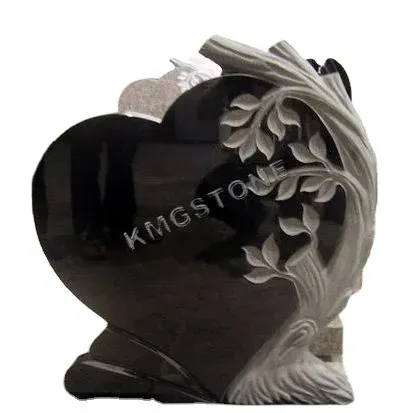 Pietra di marmo nero per lapidi a forma di cuore Grave lapidi e monumenti statue