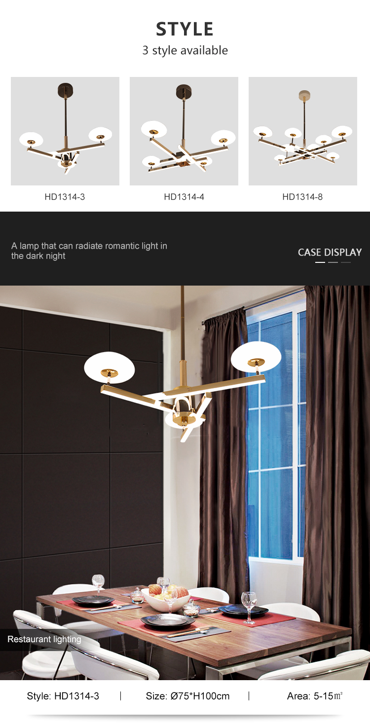 Nordic Style Acrylic Decoration Living Room Dining Room Modern Luxury Gold Led Chandelier Light