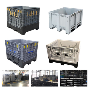 Caja contenedora de plástico HDPE plegable apilable a granel de piezas de automóviles de alta resistencia con tapa para almacenamiento - Product Image 2