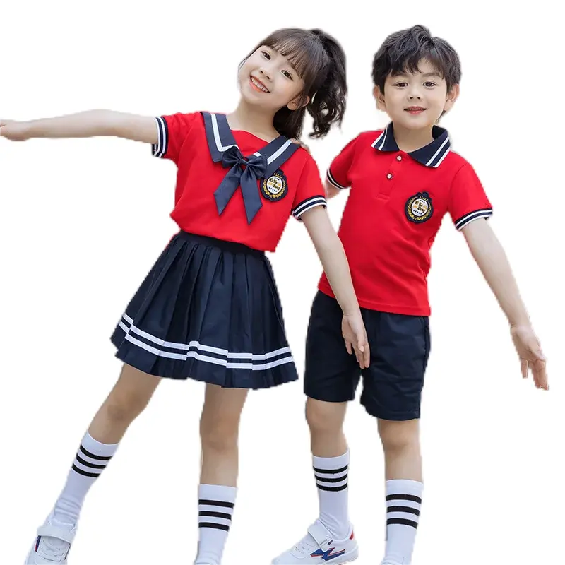 2024 uniformes escolares personalizados para estudiantes de escuela primaria verano nuevo estilo naval jardín de infantes estilo británico ropa de jardín
