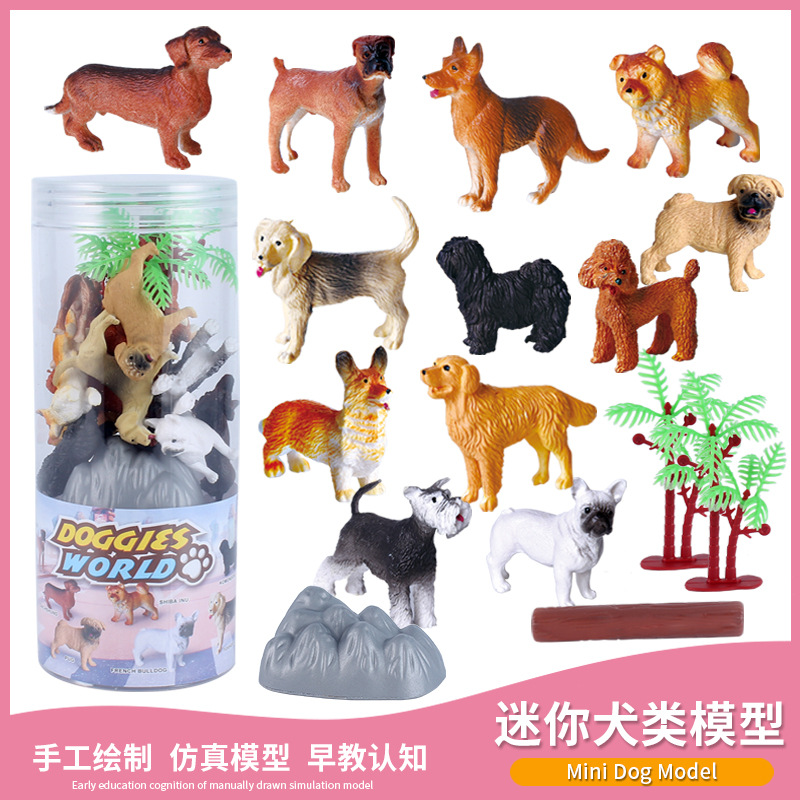 (Barril largo) 12 perros mascotas + escenas