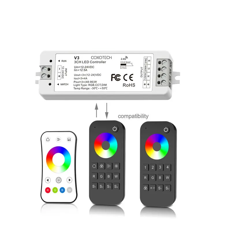 Controlador LED de 5 estrellas 5 años de garantía 12V 24V RGB rgbw V3 Controlador LED inteligente