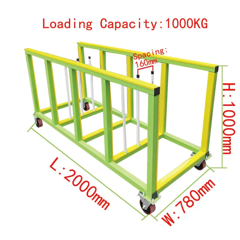 Dragende 1000 Kg Aluminium Deuren Panel Transport Trolley En Windows Ingedeeld Opslag Winkelwagen