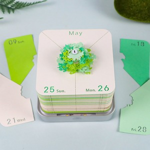 Sakura flor de cerezo árbol verde calendario 3D iluminado no pegajoso 2025 calendario nuevos productos papel tiempo piezas Bloc de notas - Product Image 6