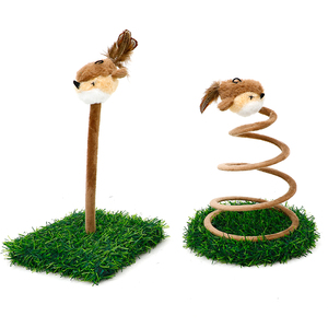 宠物猫玩具毛绒弹簧碟猫玩具鼠标螺旋线弹簧亚麻碟猫玩具 - Product Image 1