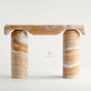 Rosסו levanto שיש איטלקי מרפסת שולחן מודרני מינימליסטי כניסה שולחן יוקרה אבן יוקרה קונסולת ארוכה - Product Image 2