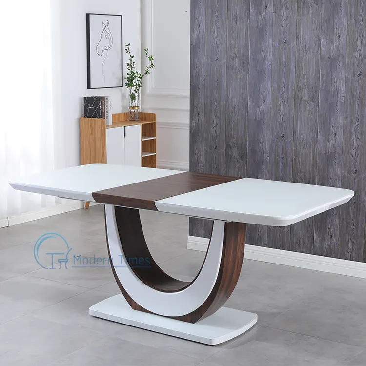 Extension de Table à manger de style européen, Table carrée, blanche, brillante, Design moderne
