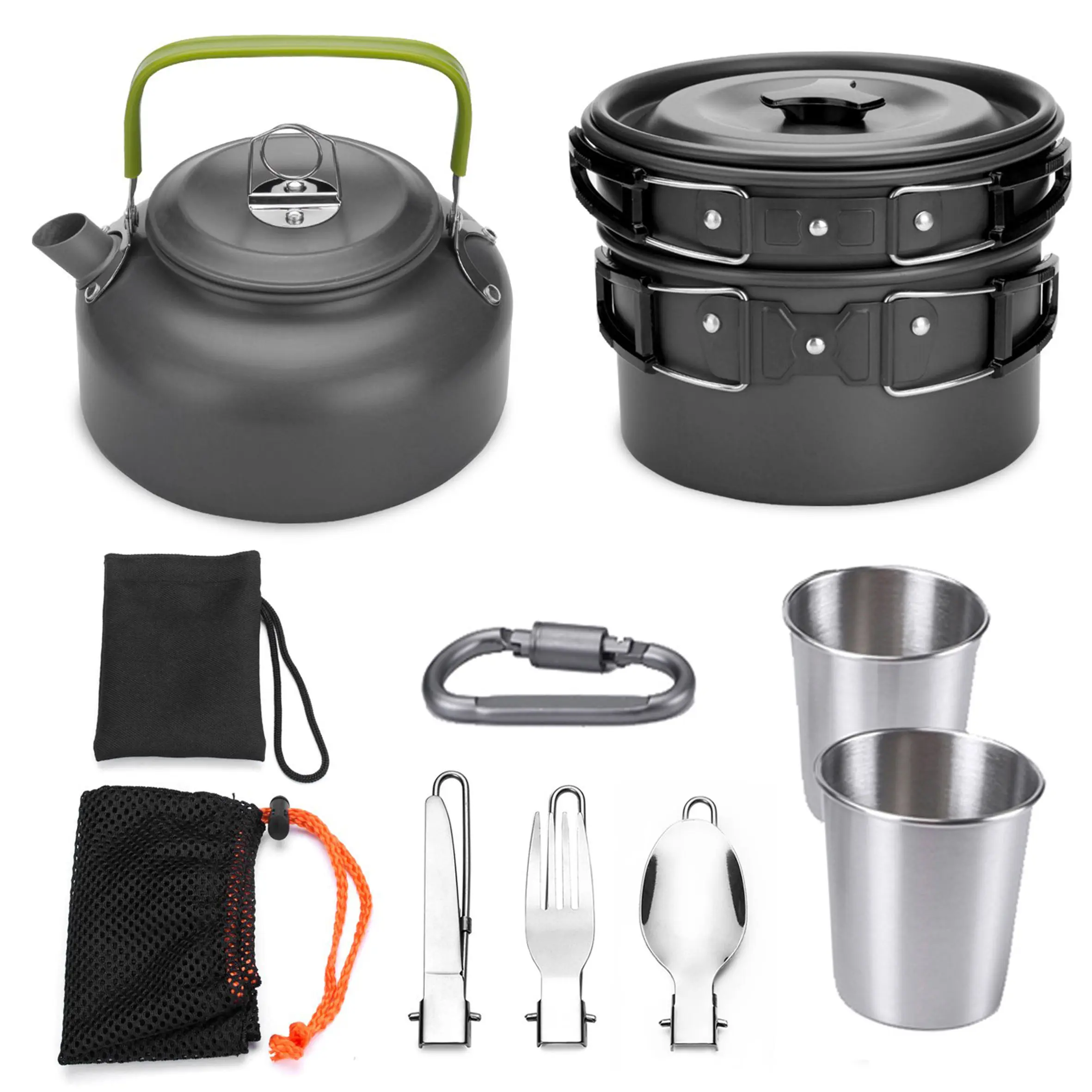 7 8 9 pezzi cucina da campeggio pasticcio, Kit Backpacking Set da cucina in alluminio antiaderente portatile all'aperto/