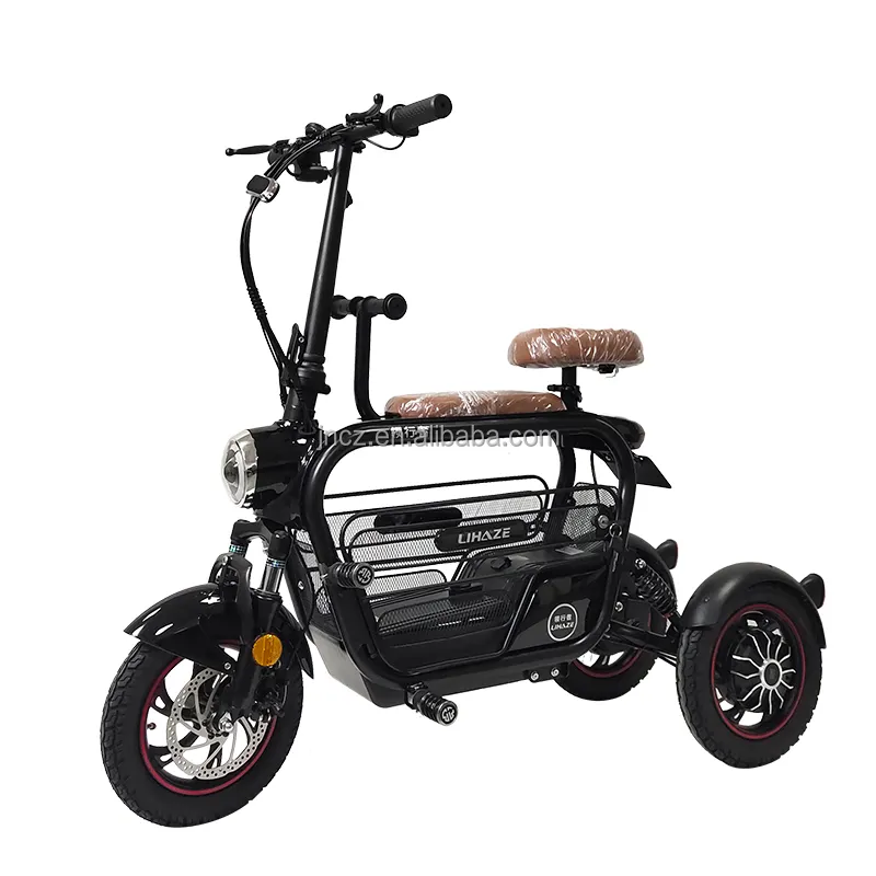 3 ruedas plegable Mini Scooter Eléctrico de la bicicleta eléctrica de la E-bici t mascotas pequeñas, Mini coche Scooter Eléctrico bicicleta con 3 asientos