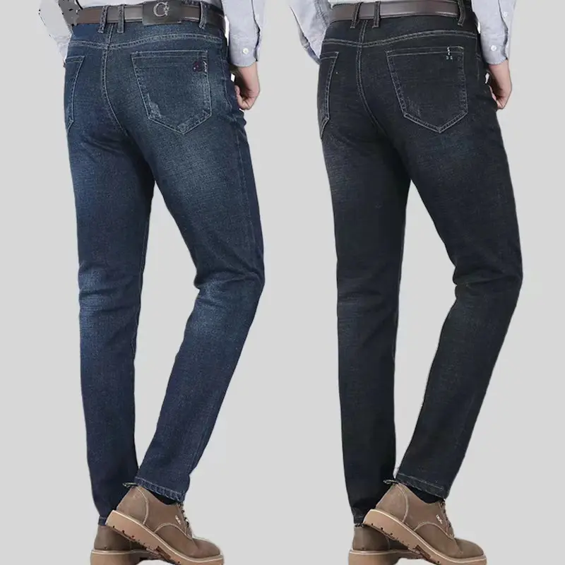 new Autumn Slim Fit Pants Medium High Waist Large Size Pants Men's Middle Age Cotton Jeans