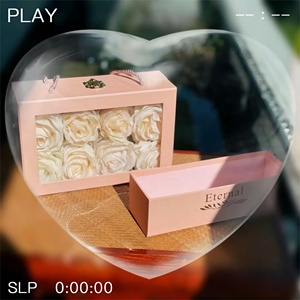 透明pvc纸板矩形盒带铁扣2件套鲜花礼品盒方形礼品包装盒带绳 - Product Image 3