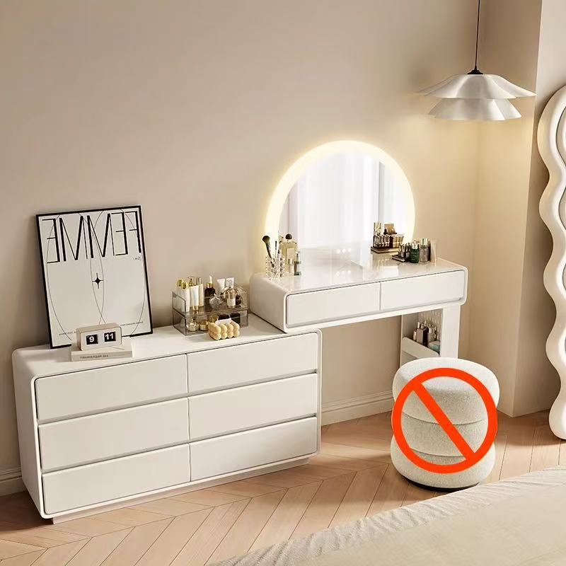 80cm Table Mirror Six-Drawer Chest - No Stool