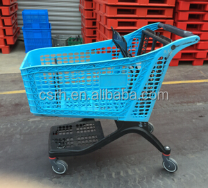 RH-SLC175L 1105*580*1055mm Plastic Supermarket <strong>Cart</strong> 175L <strong>Blue</strong> and Gray Color All Plastic Shopping <strong>Cart</strong>