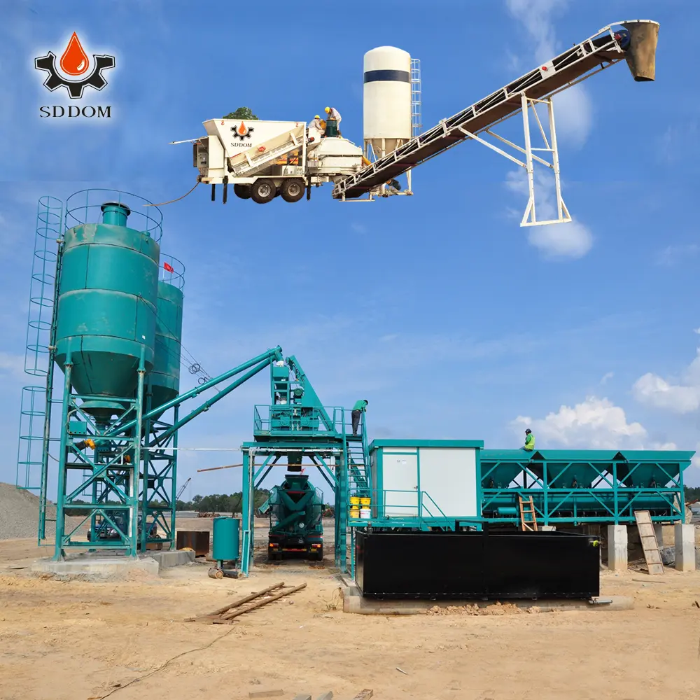 SIEMENS automatic control ready mixed mini mobile used Malaysia mobile concrete batching plant price