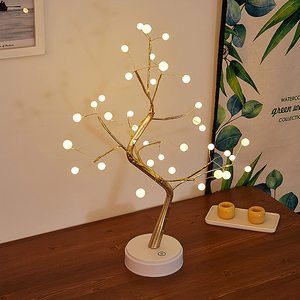 Noel noel dekorasyonları bakır tel Usb dokunmatik anahtarı 36 inciler Led komodin ışık DIY ağacı lambası tatil aydınlatma