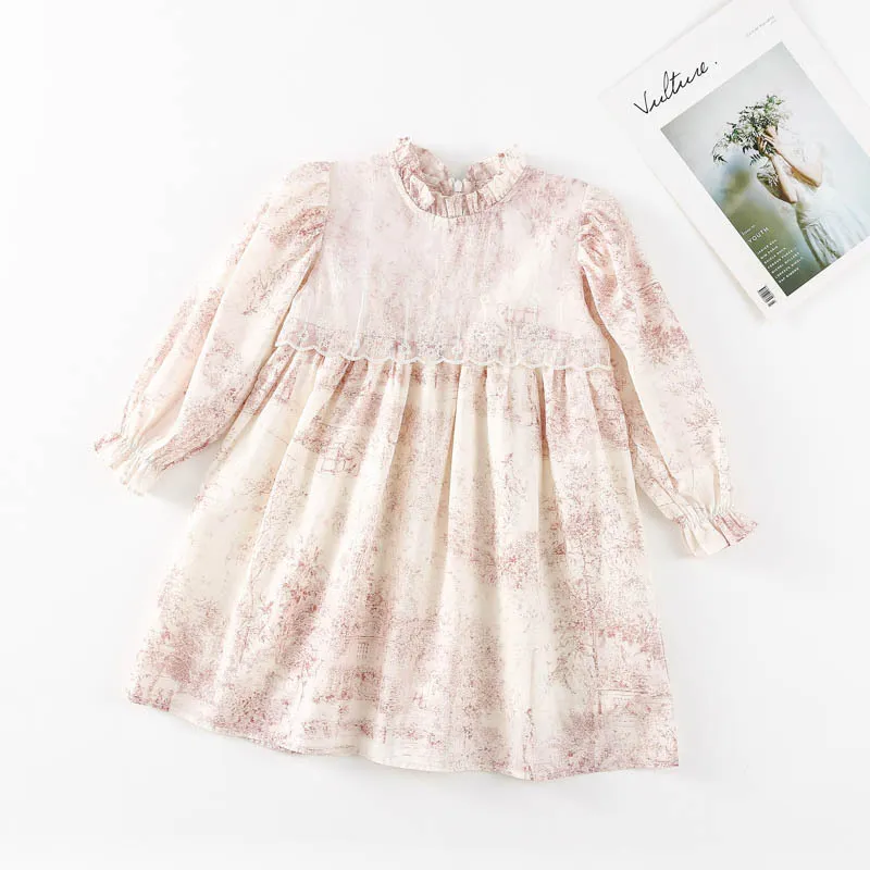 Kids Girl's dress 2023 spring clothes new fashion design little girl chiffon dress ink painting princess baby girls dresses
